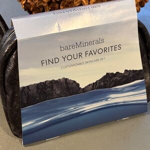 bareMinerals charcoal gray metallic with zipper cosmetic bag only as shown